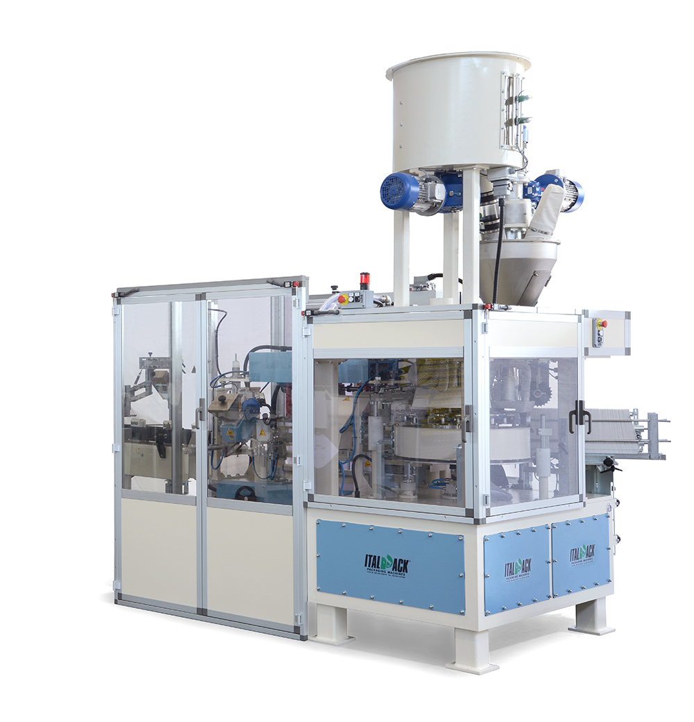 Filling and closing machine for powder