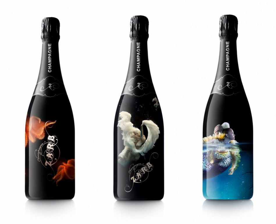 Shrink sleeves on champagne bottles